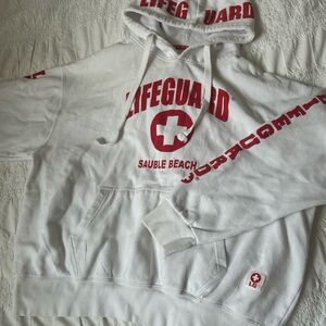 White and Red Lifeguard Hoodie